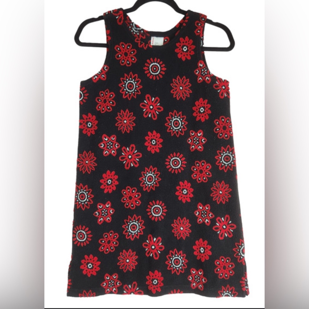 Hanna Andersson floral black red jumper dress size 120 or 6-7